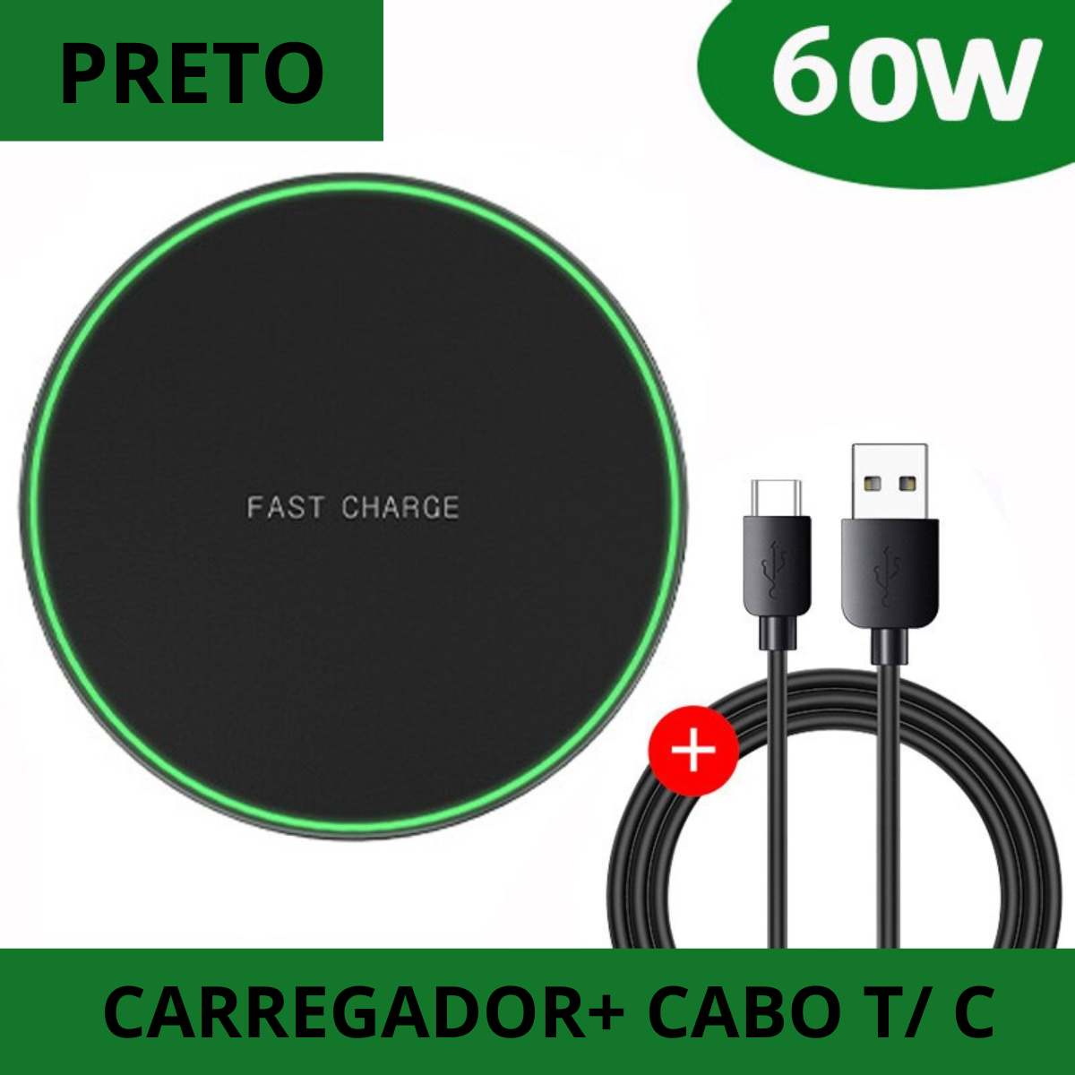 Carregador Sem Fio Fast Charger 60W