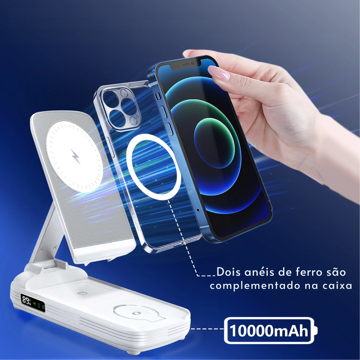 Carregador Apple Dobrável Sem Fio 3 em 1